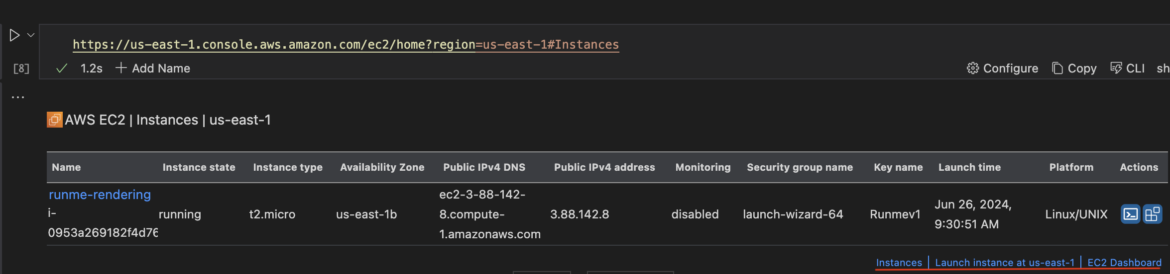 AWS Dashboard